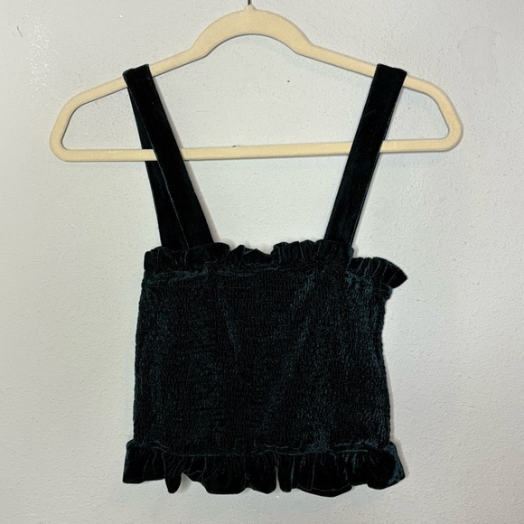 Lulus Tops - Lulu's Forest Green Velvet Crop Size Large